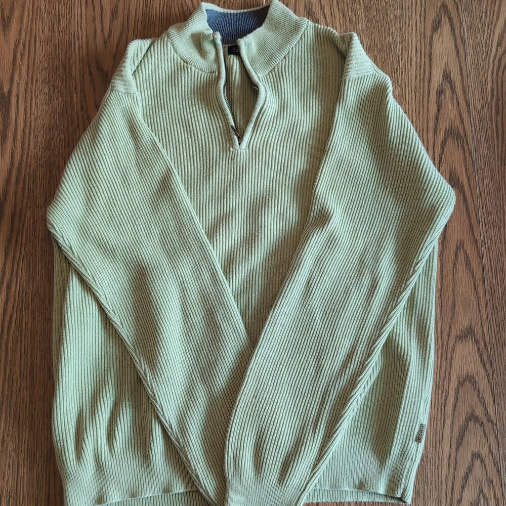 100% cotton long sleeve quarter zip ribbed Izod